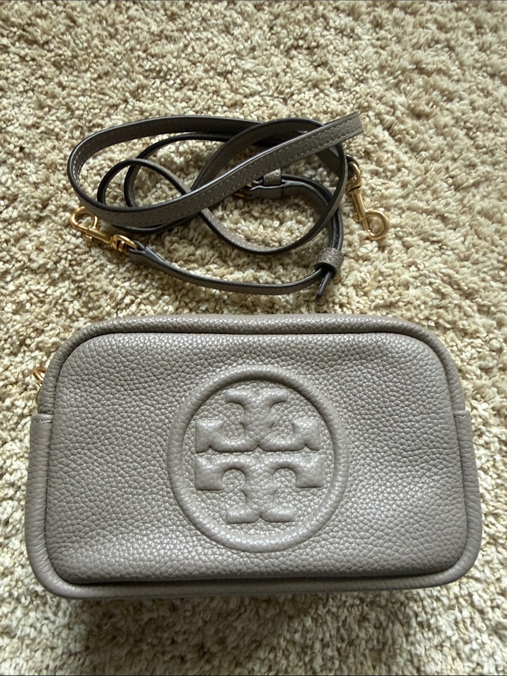 Tory Burch Perry Bombe Mini Crossbody Bag in Gray Heron
